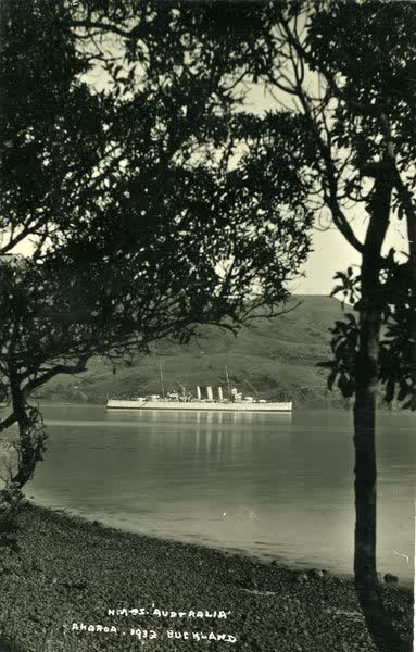 HMAS Australia (II) on Akaroa HarbourJan Shuttleworth collection, 1933