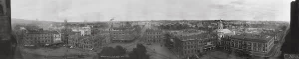 A panorama of central Christchurch from above, 1923