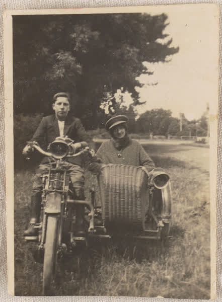 Motorcycle and side car ride, 1920
