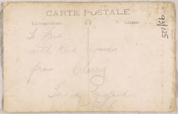 Clarence Leonard Waghorn, postcard, side 2, 1918