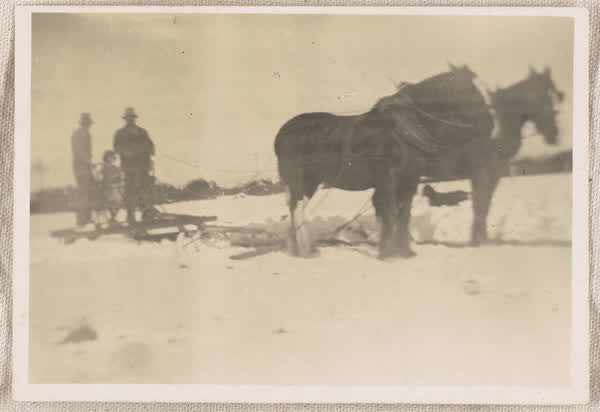 Dick Arps working in the snow, 1935