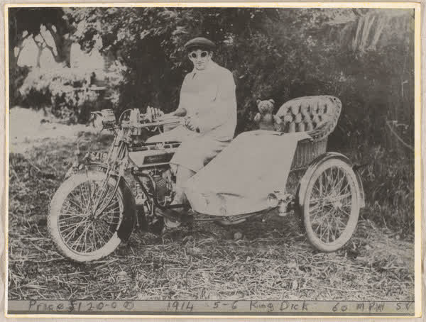 Jack Tyson on his motorbike, 1914