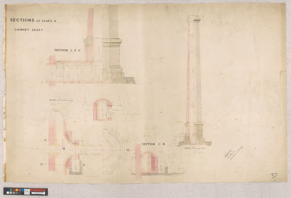 Sections of flues and chimney shaft, 1881