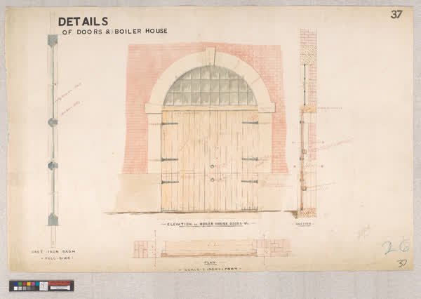 Details of doors & boiler house, 1880