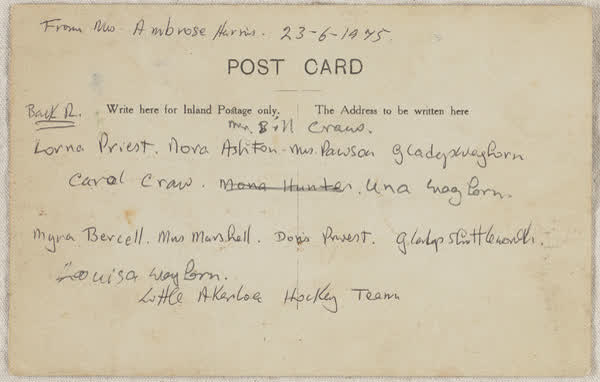 Little Akaloa Hockey Team, side 2, 1910
