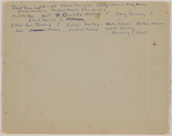 Okain's Bay Hockey Team reverse, 1910