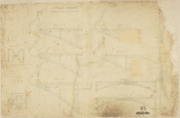 Victoria bridge, details of ironwork, 1874