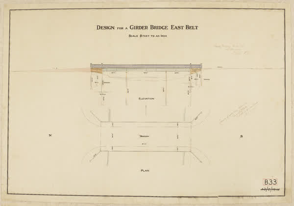 Design for a girder bridge East Belt, 1901