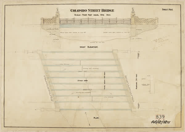 Colombo Street bridge, 1901