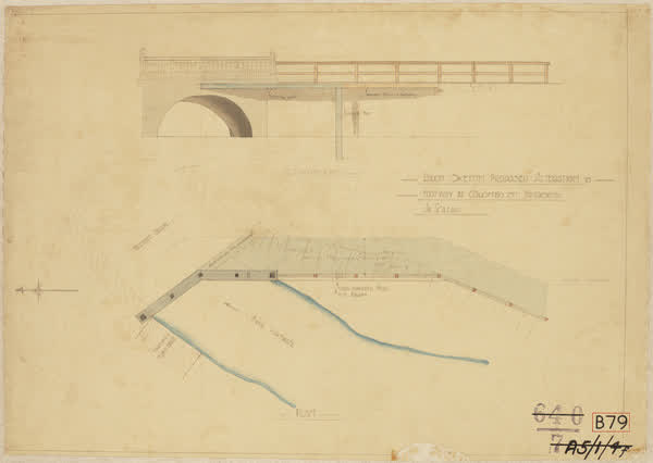Rough sketch proposed alteration to footway at Colombo Street bridge, 1900