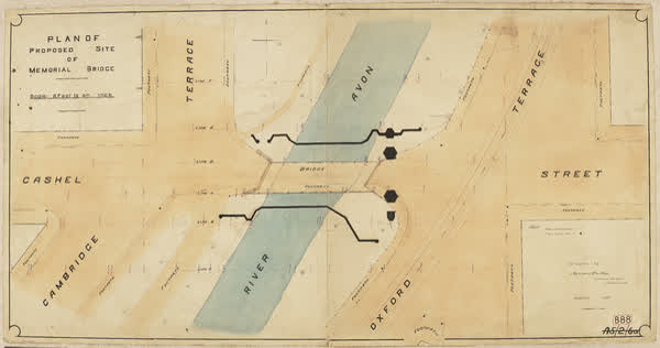 Plan of proposed site of Memorial bridge, 1921