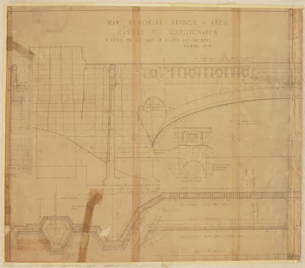 War Memorial bridge and arch, Cashel Street, Christchurch, 1920