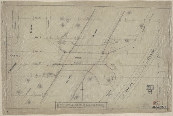 Plan of proposed site of Memorial bridge, 1921