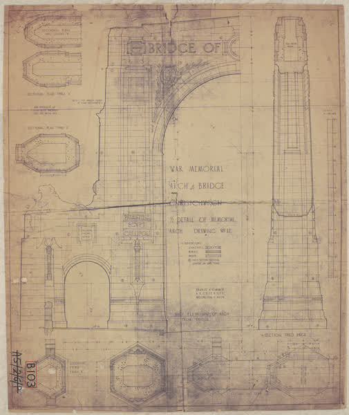 War Memorial arch and bridge, Christchurch, 1920