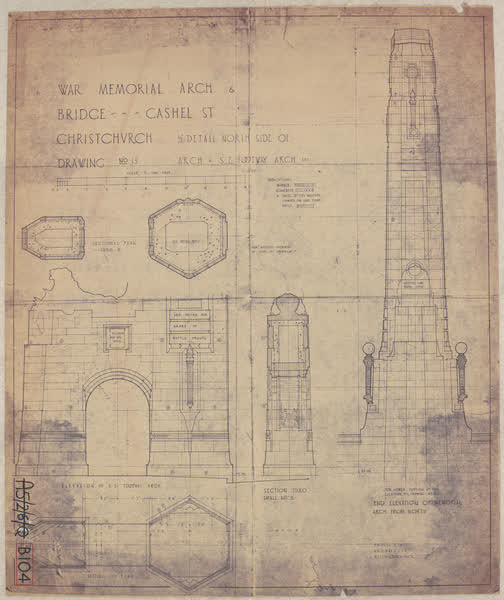 War Memorial arch and bridge, Cashel Street, 1920