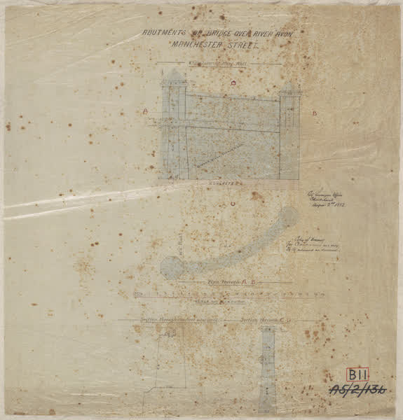 Abutments of bridge over River Avon, 1882