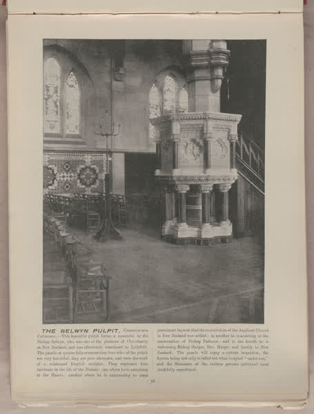 The Selwyn pulpit, Christchurch Cathedral, 1896