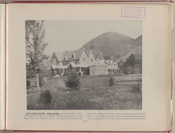Up-country houses, Holnicote, Mount Peel, 1896