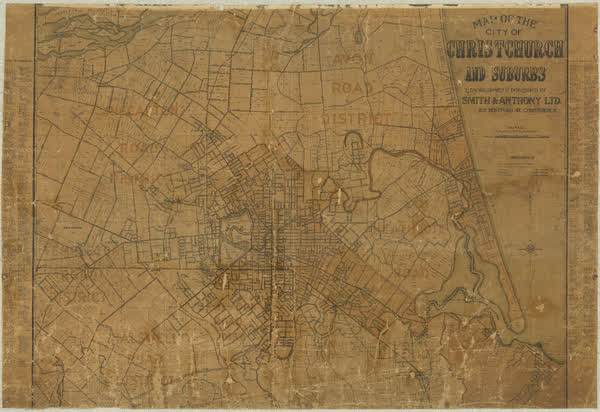 Map of the city of Christchurch and suburbs, 1910