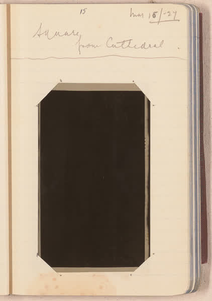 Square from Cathedral [negative mounted in notebook], page 15, 1927