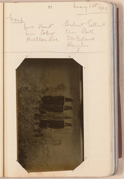 Group portrait [negative mounted in notebook], page 21, 1927