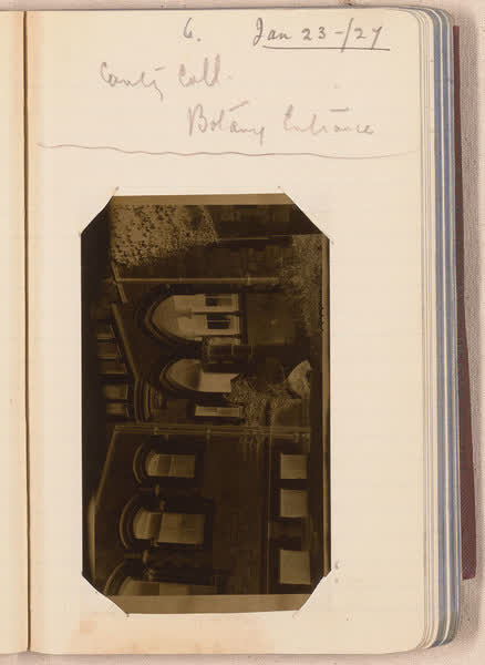 Botany entrance [negative mounted in notebook], page 6, 1927