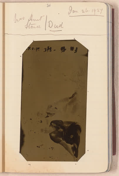 Mrs Hunt and Charles Storie [negative mounted in notebook], page 30, 1927
