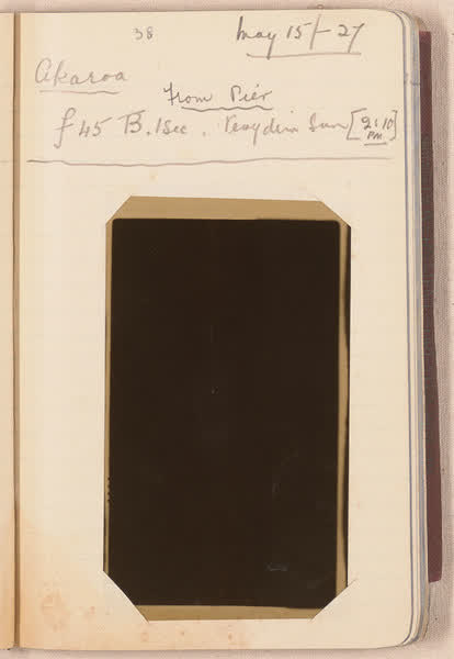 Akaroa from pier [negative mounted in notebook], page 38, 1927