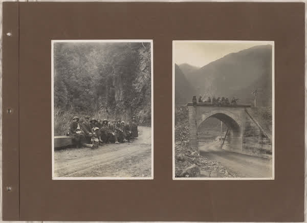 Group portrait on a wall, Group portrait on a bridge, 1920