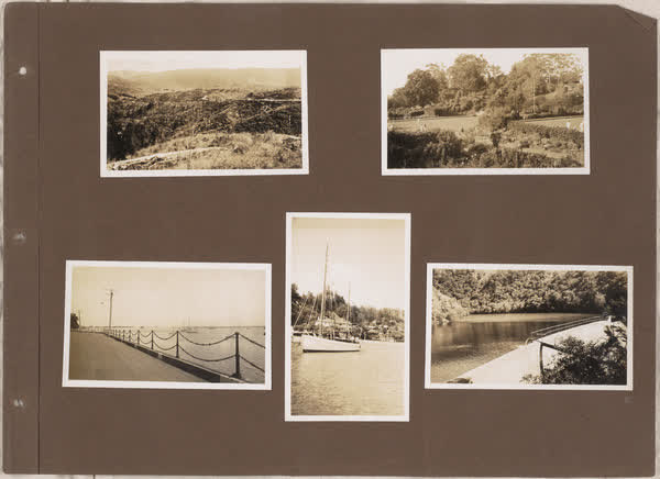 Hills, Bowls green, Harbour, Boats, River, 1920