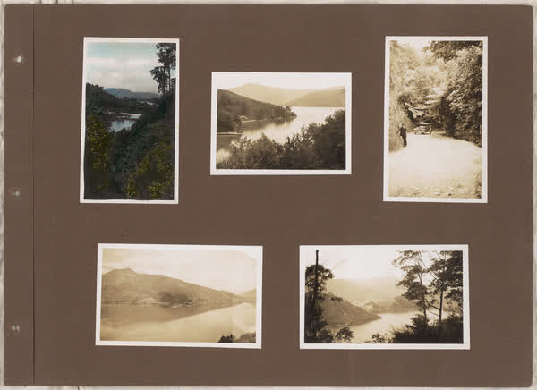 Lakes, and a man with a car on a road, 1920