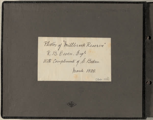 Inner Millbrook Reserve album cover, 1928