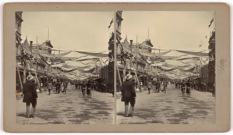 Celebration in Cashel Street, Christchurch, 1900