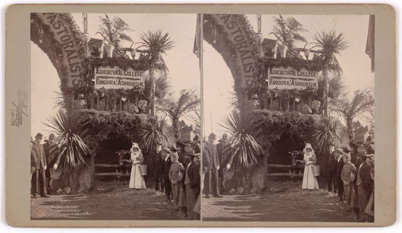Christchurch Agricultural and Pastoral Show entrance - Agricultural College, Rangiora, Ashburton, 1900