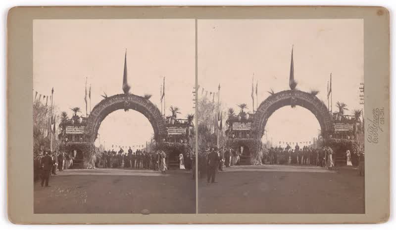 Christchurch Agricultural and Pastoral Show entrance - Welcome from the Agriculturists & Pastoralists, 1900