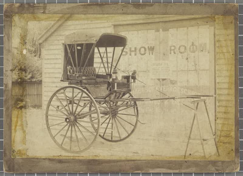 Two-wheeled, horse-drawn, enclosed driving buggy, 1887