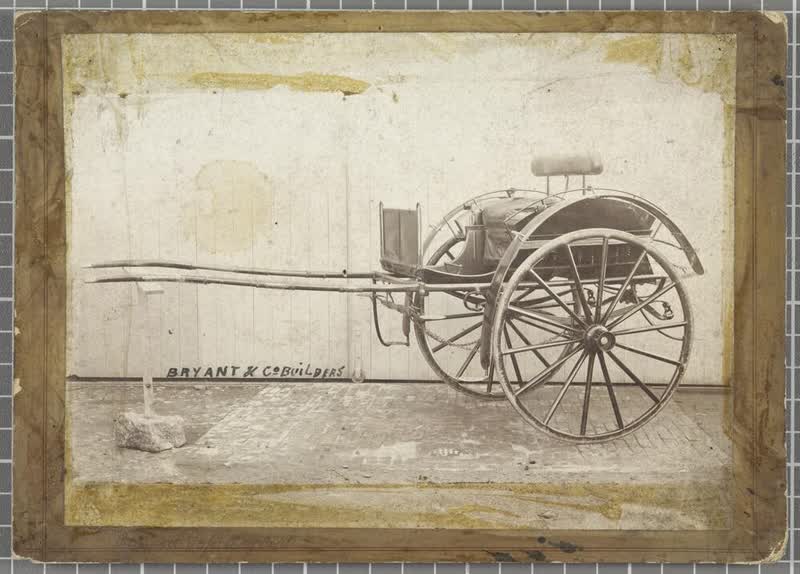 Two-wheeled horse-drawn round top dog cart, 1887