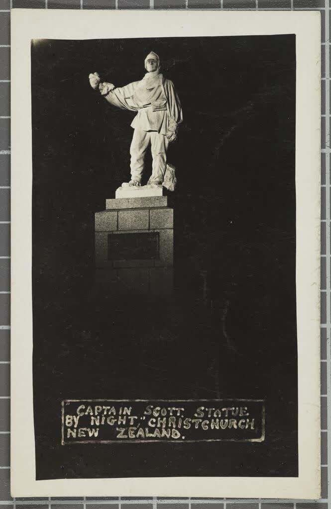 Captain Scott Statue (by night), Christchurch, 1917
