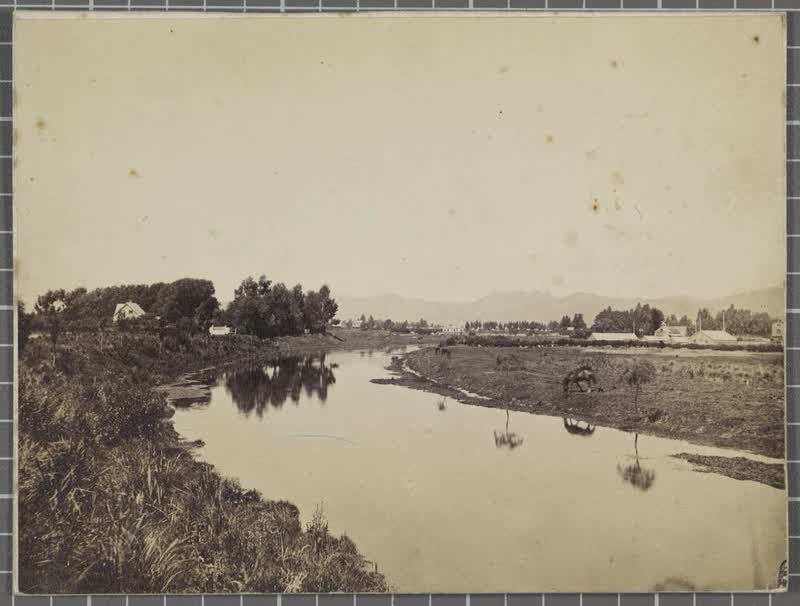 Avon River boatsheds, Christchurch, 1870