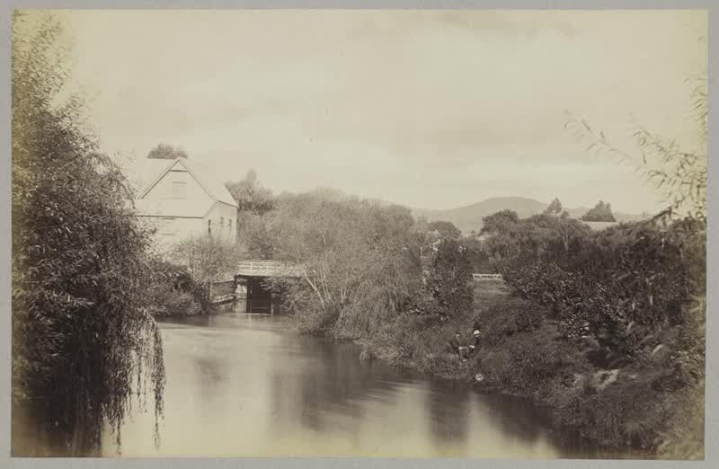 The Old Mill Bridge, Christchurch, 1875