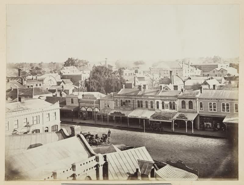 View from top of Insurance Buildings, Christchurch, N.Z., 1870