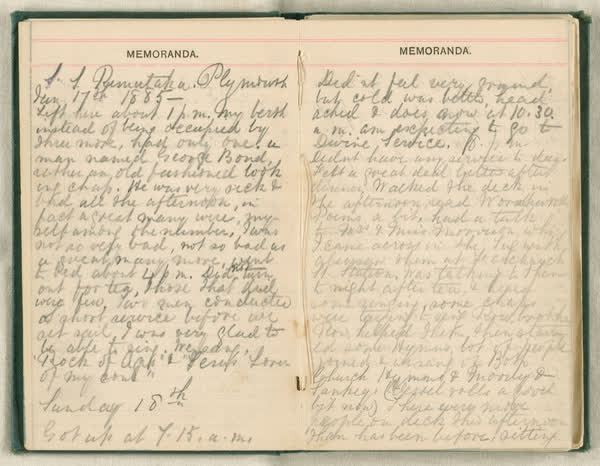 Shipboard diary of Henry Smith, spread 21 of 67, 1880
