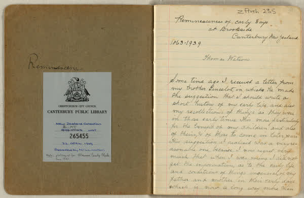 Reminiscences of early days at Brookside, image 02 of 63, 1890