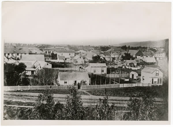 Early central Christchurch looking South East, 1865
