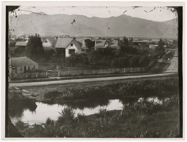 Early central Christchurch looking south, 1865