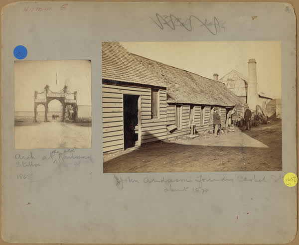 John Andersons foundry and the arch at the Railway Station, 1870