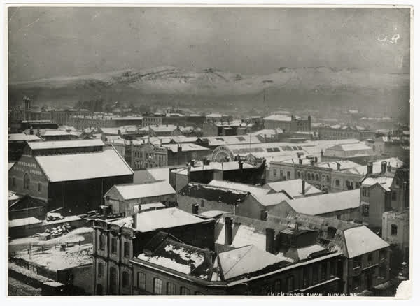 Central Christchurch under snow, 1898