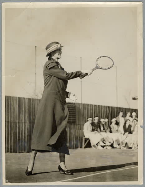 Mrs Elizabeth McCombs at opening season, Woolston, 1933