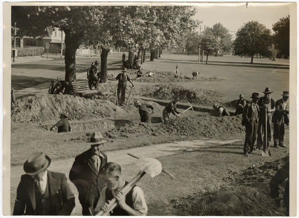 Trenches in Latimer Square, 1941
