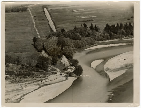 Aerial view of the Waimakariri River, 1941